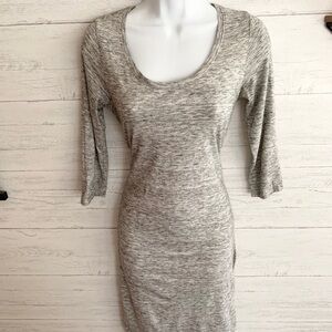 Express Grey Scoop Neck Long Sleeve Dress
